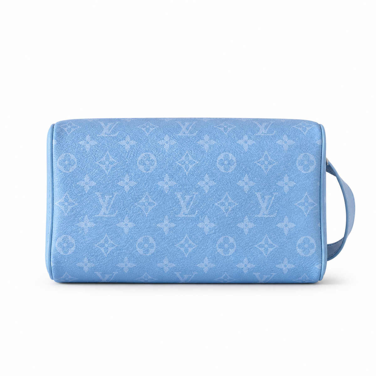 LV Toiletry Pouch On Strap Monogram Taigarama Blue Mini Top Handle Vanity Bag