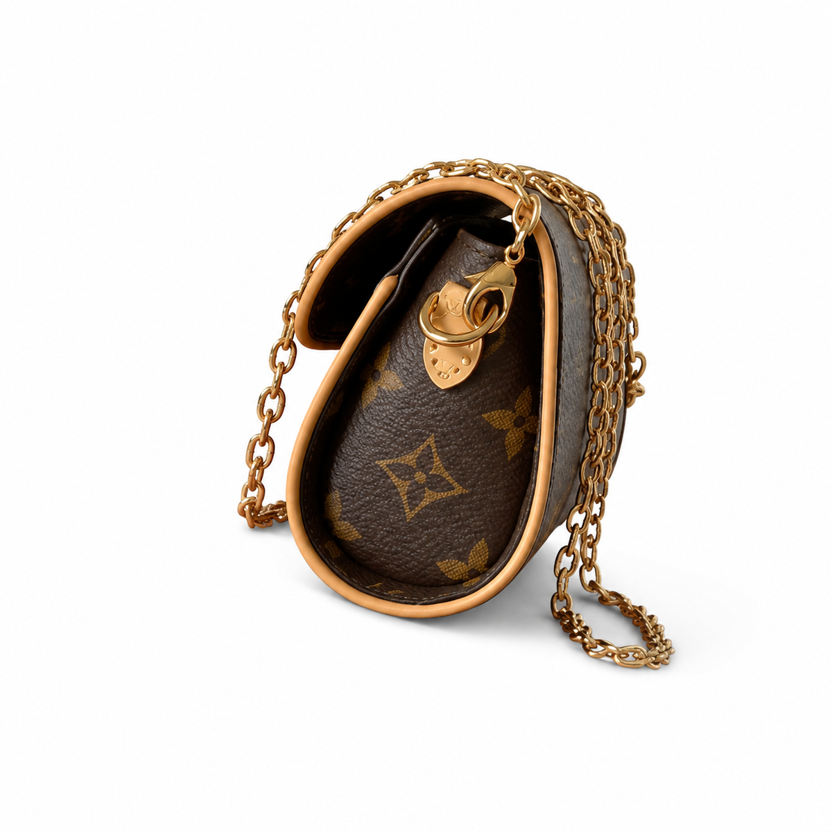 LV Troca MM Monogram Canvas Gold Chain Crossbody Clutch Bag