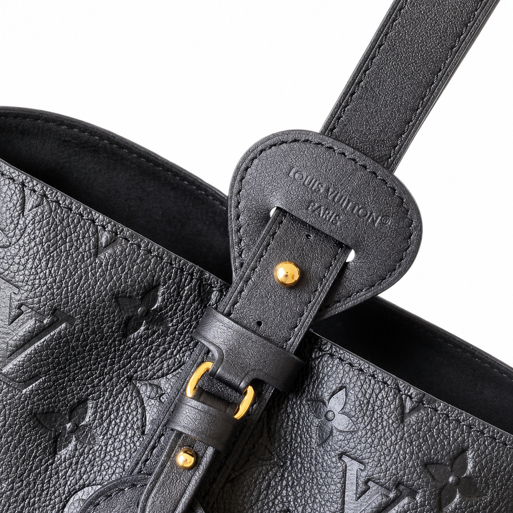 LV Bagatelle Monogram Empreinte Leather Shoulder Hobo Bag Black