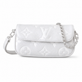 LV Ivy Wallet On Chain Giant Monogram Empreinte Leather White Silver Chain Flap Crossbody Bag