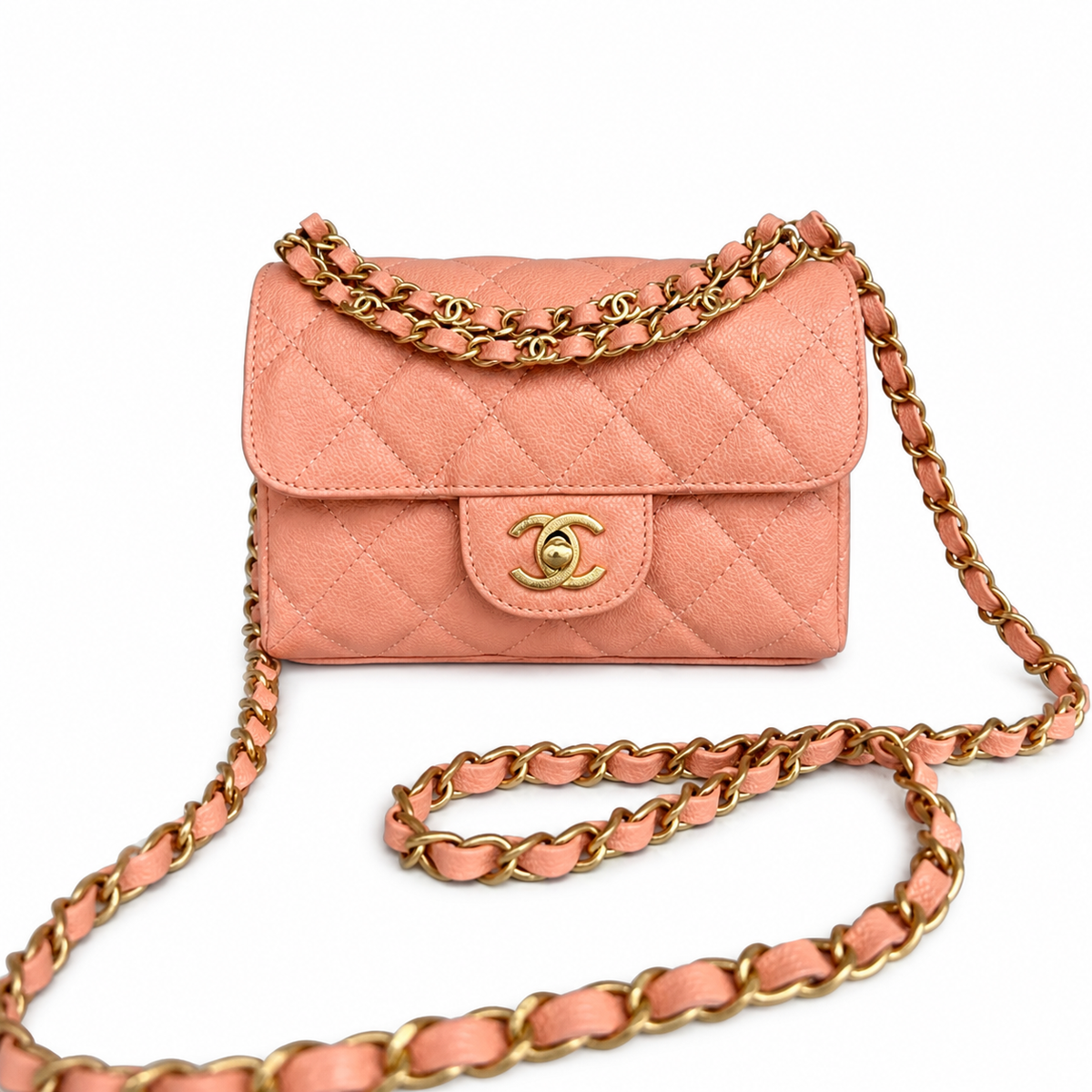Chanel Quilted Leather Compact Box Chain Crossbody