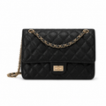 Chanel Classic Quilted Flap Bag | CC Turn-Lock Gold Hardware Leather Chain — 24x16cm