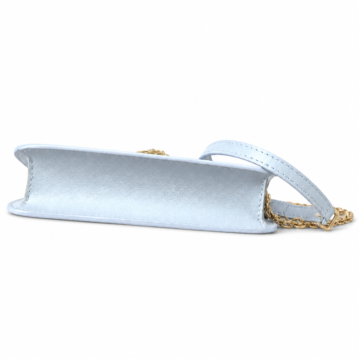 LV LockMe Tender Smooth Calfskin Bleu Glacé Ice Blue Giant Gold LV Turn-Lock Chain Leather Strap Crossbody Bag