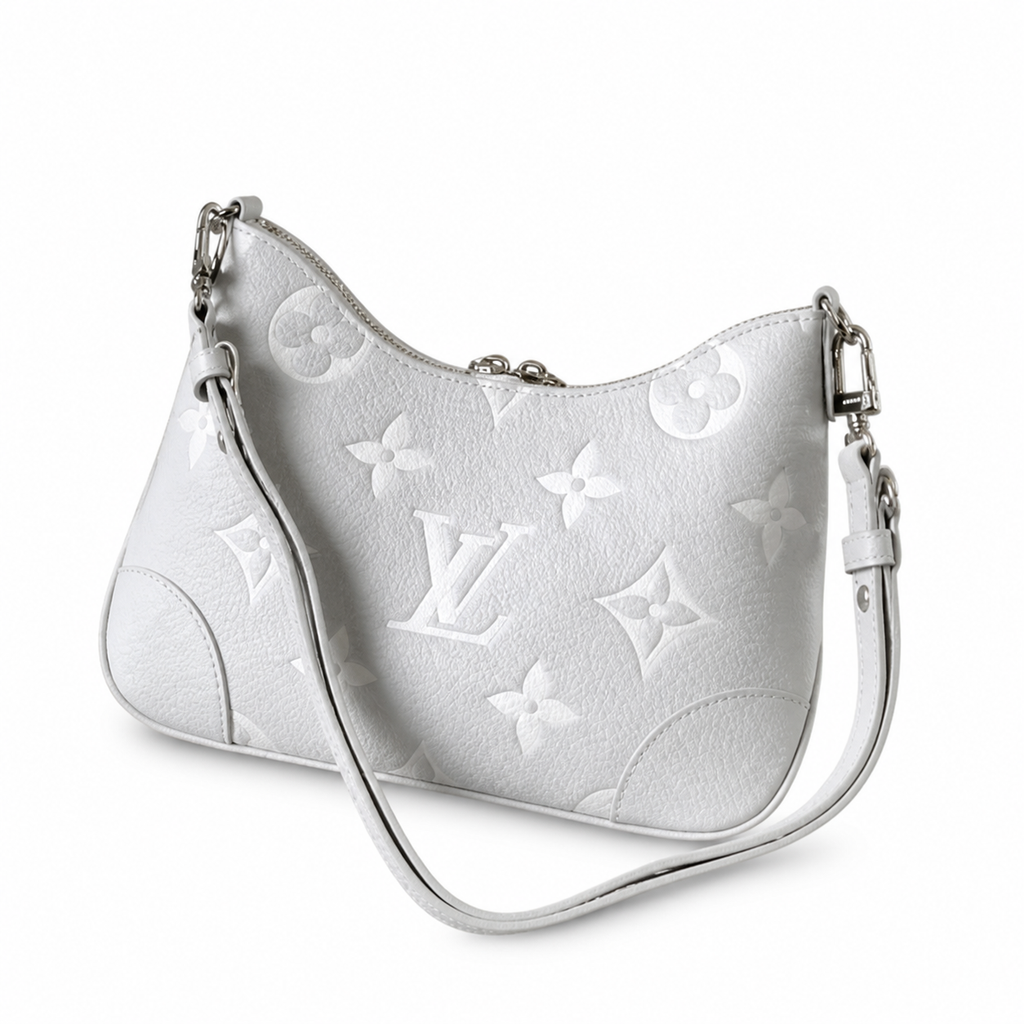 LV Easy Pouch On Strap Giant Monogram Empreinte Leather White Silver Chain Shoulder Bag