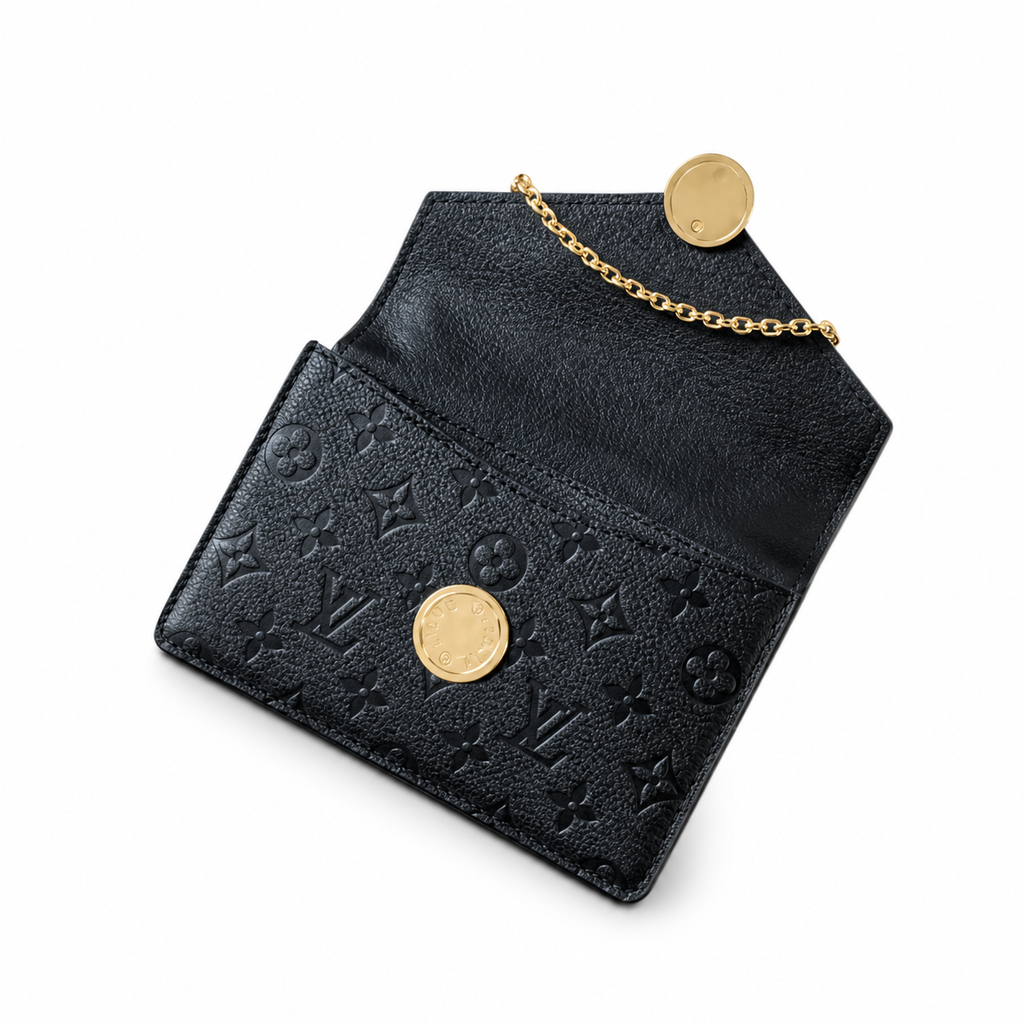 LV Kirigami Pochette Monogram Empreinte Leather Black Chain Wallet