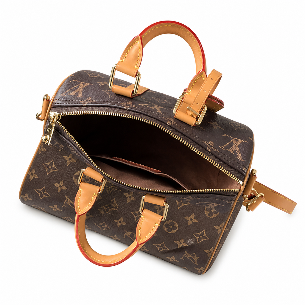 LV Papillon BB Monogram Canvas Barrel Top Handle Crossbody Bag