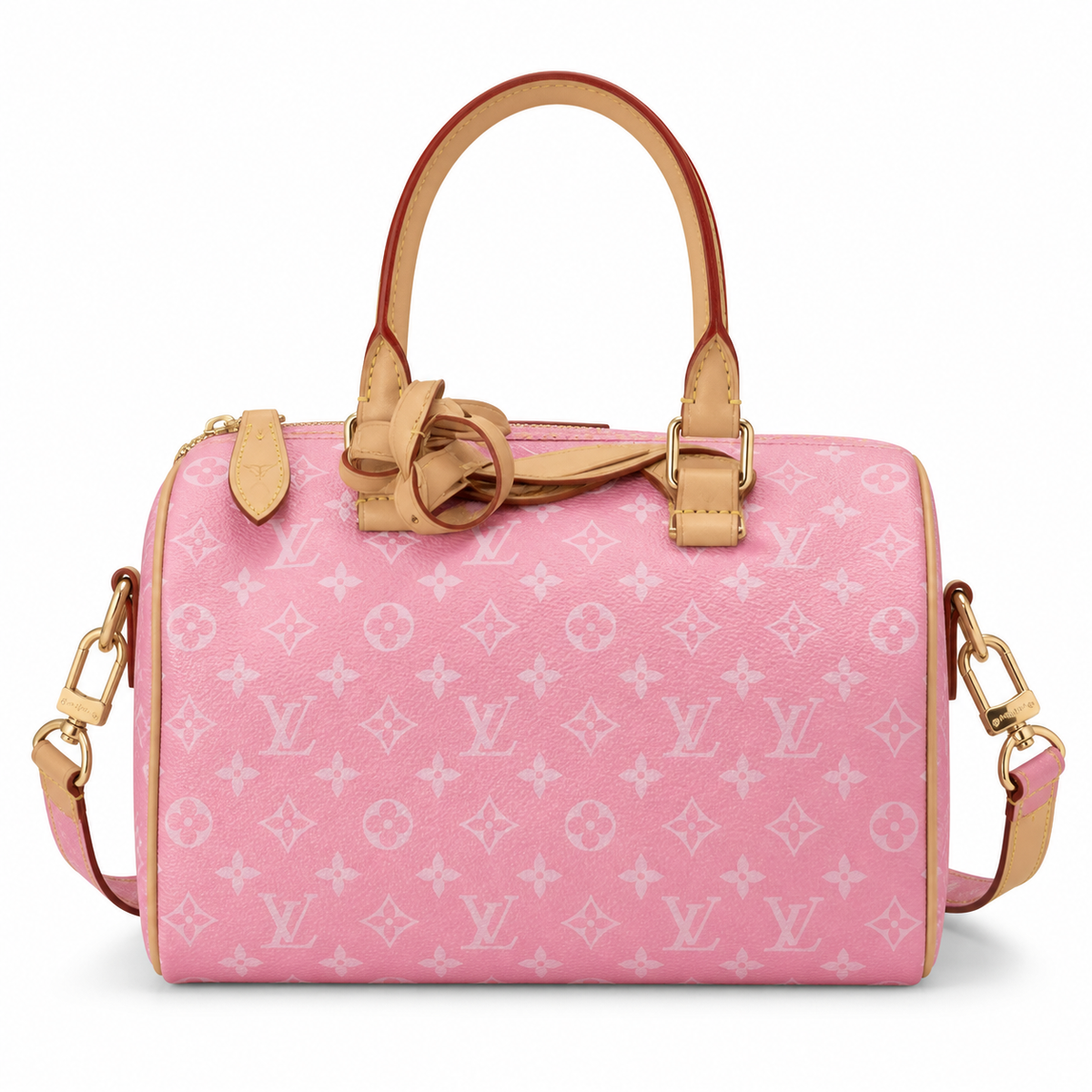 LV Speedy Bandoulière 25 Monogram Jacquard Velvet Rose Pink Top Handle Crossbody Bag