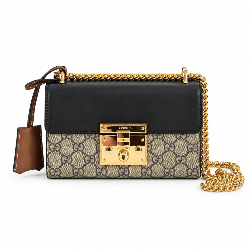 Gucci Padlock Small GG Supreme Shoulder Bag Black Flap