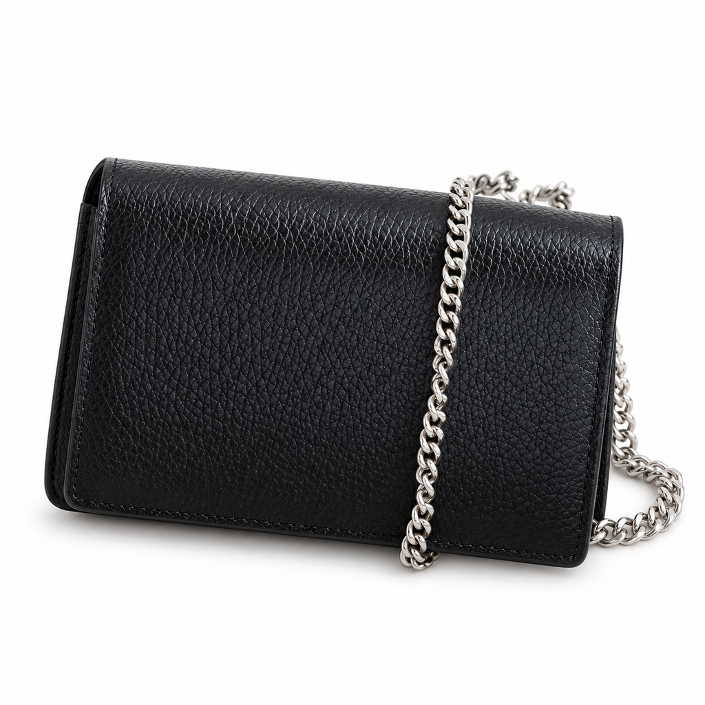 Gucci Dionysus Mini Bag in Black Pebbled Leather with Crystal Embellished Closure