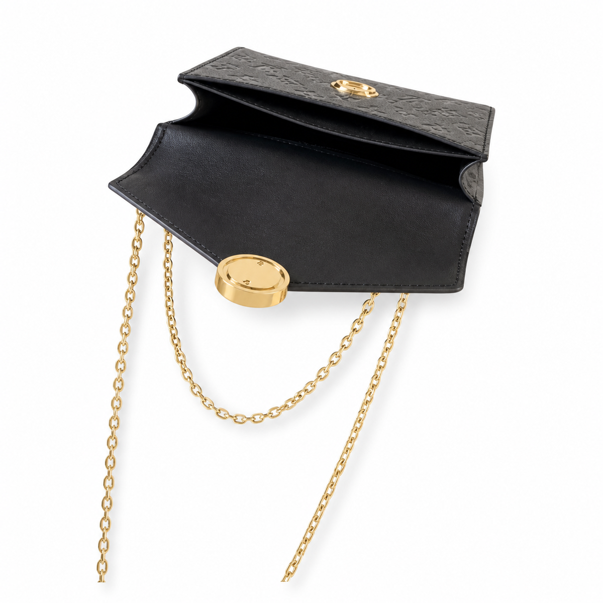 LV Kirigami Pochette Monogram Empreinte Leather Black Chain Wallet