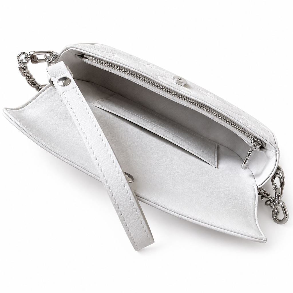 LV Ivy Wallet On Chain Giant Monogram Empreinte Leather White Silver Chain Flap Crossbody Bag