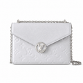LV Pont 9 Compact Monogram Empreinte Leather White Chain Wallet Bag