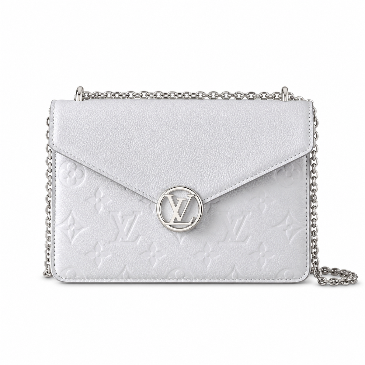 LV Pont 9 Compact Monogram Empreinte Leather White Chain Wallet Bag