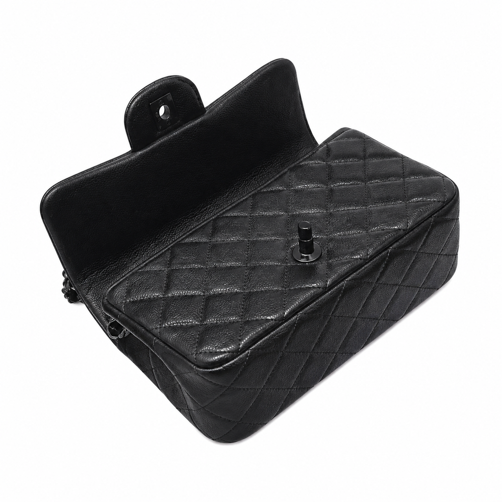 Chanel So Black Lambskin Classic Double Flap Bag | Matte Black CC Turn-Lock & Black Chain