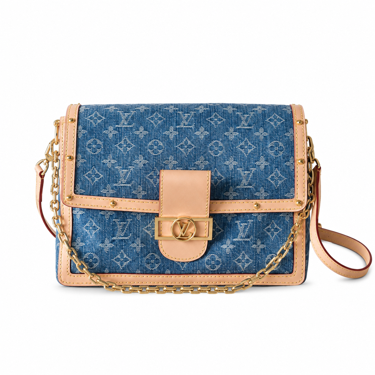 LV Dauphine MM Monogram Denim Crossbody Flap Bag