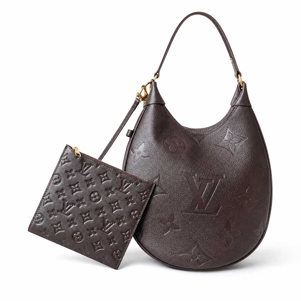 LV Loop Hobo Giant Monogram Empreinte Leather Noir Hobo Shoulder Bag with Pouch