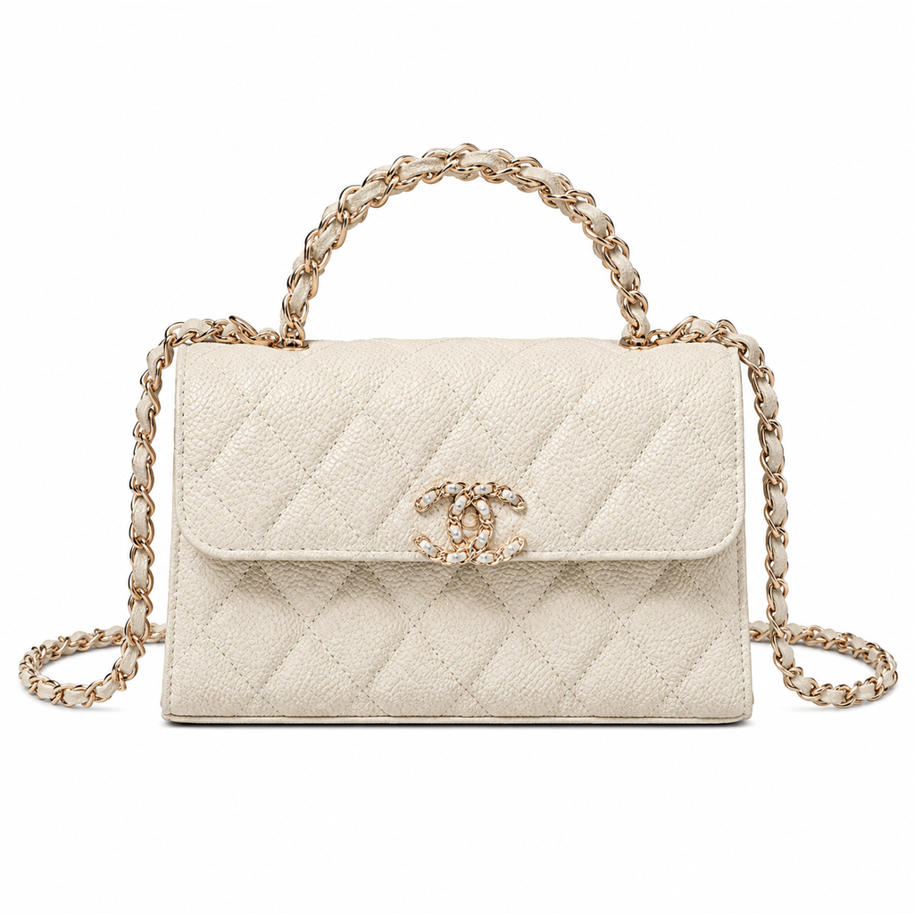 Chanel Quilted Leather Trapeze Chain Crossbody Bag