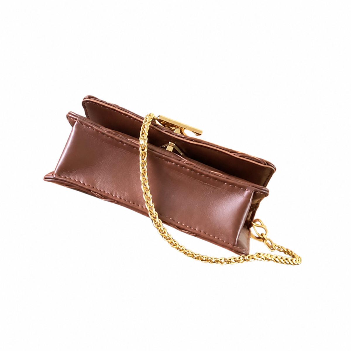 LV GO-14 MM Quilted Lambskin Chocolate Brown Gold Chain Crossbody Bag