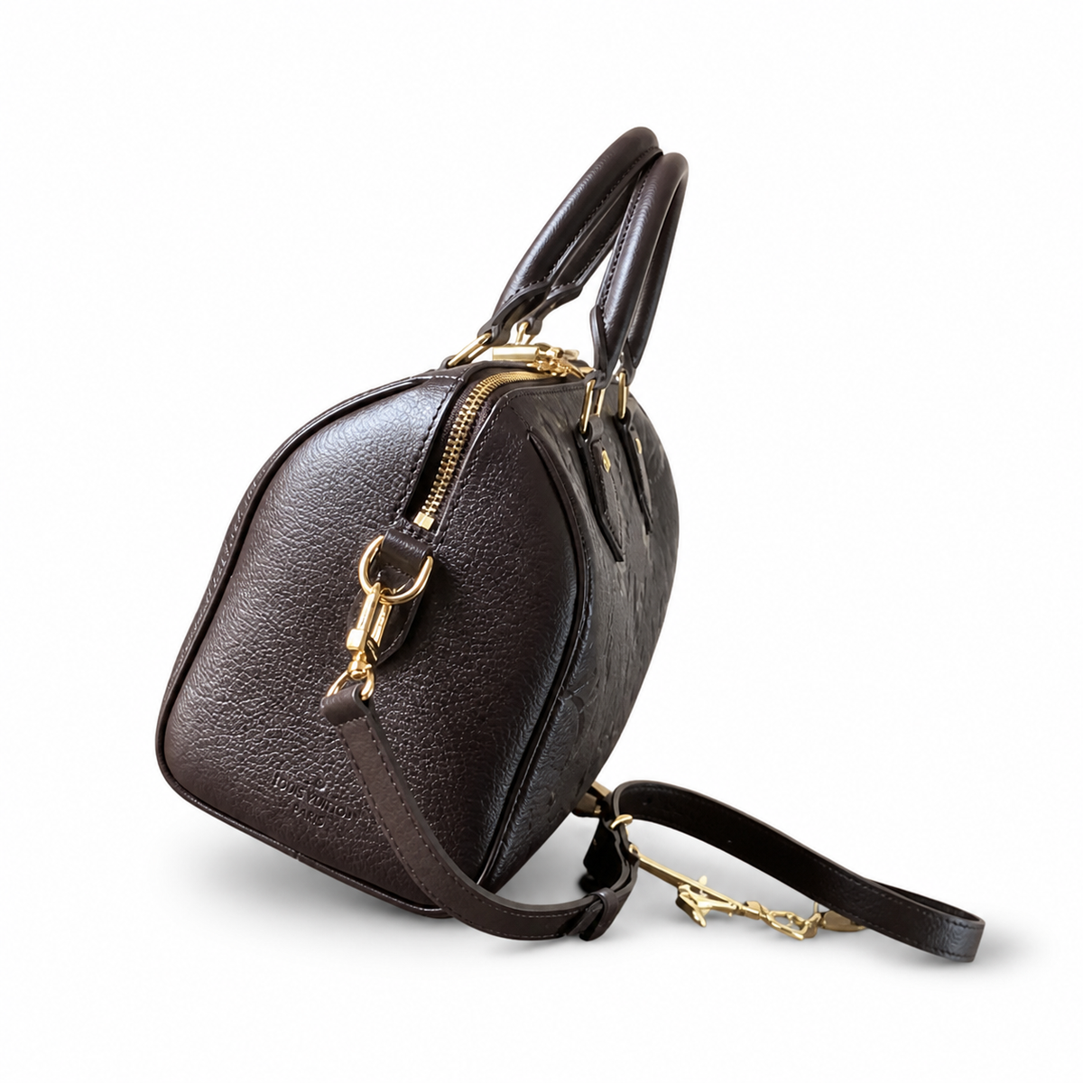 LV Speedy Bandoulière 25 Giant Monogram Empreinte Leather Noir Top Handle Crossbody Bag