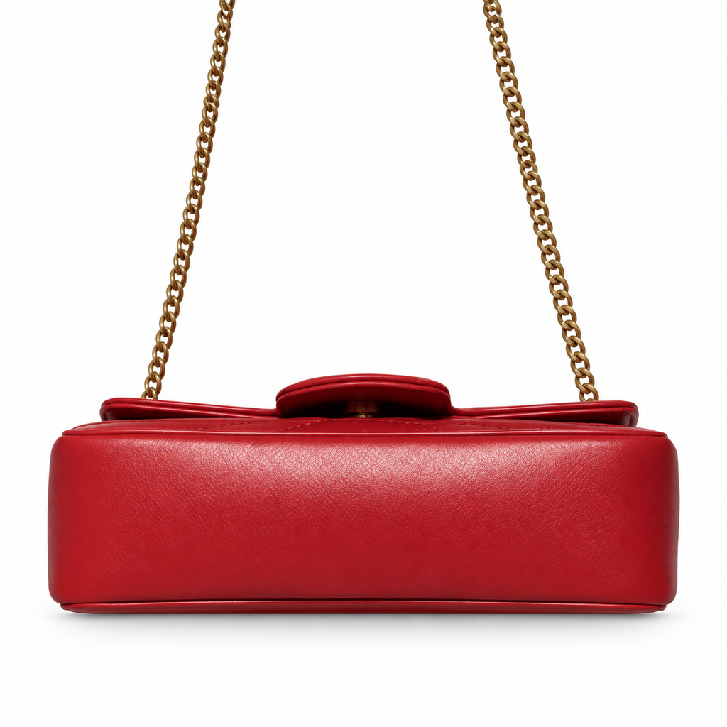 Gucci GG Marmont Super Mini Flap Bag in Hibiscus Red Matelassé