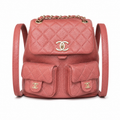 Chanel Duma Caviar Backpack | CC Turn-Lock Gold Chain Rose Pink — 20.5x20cm