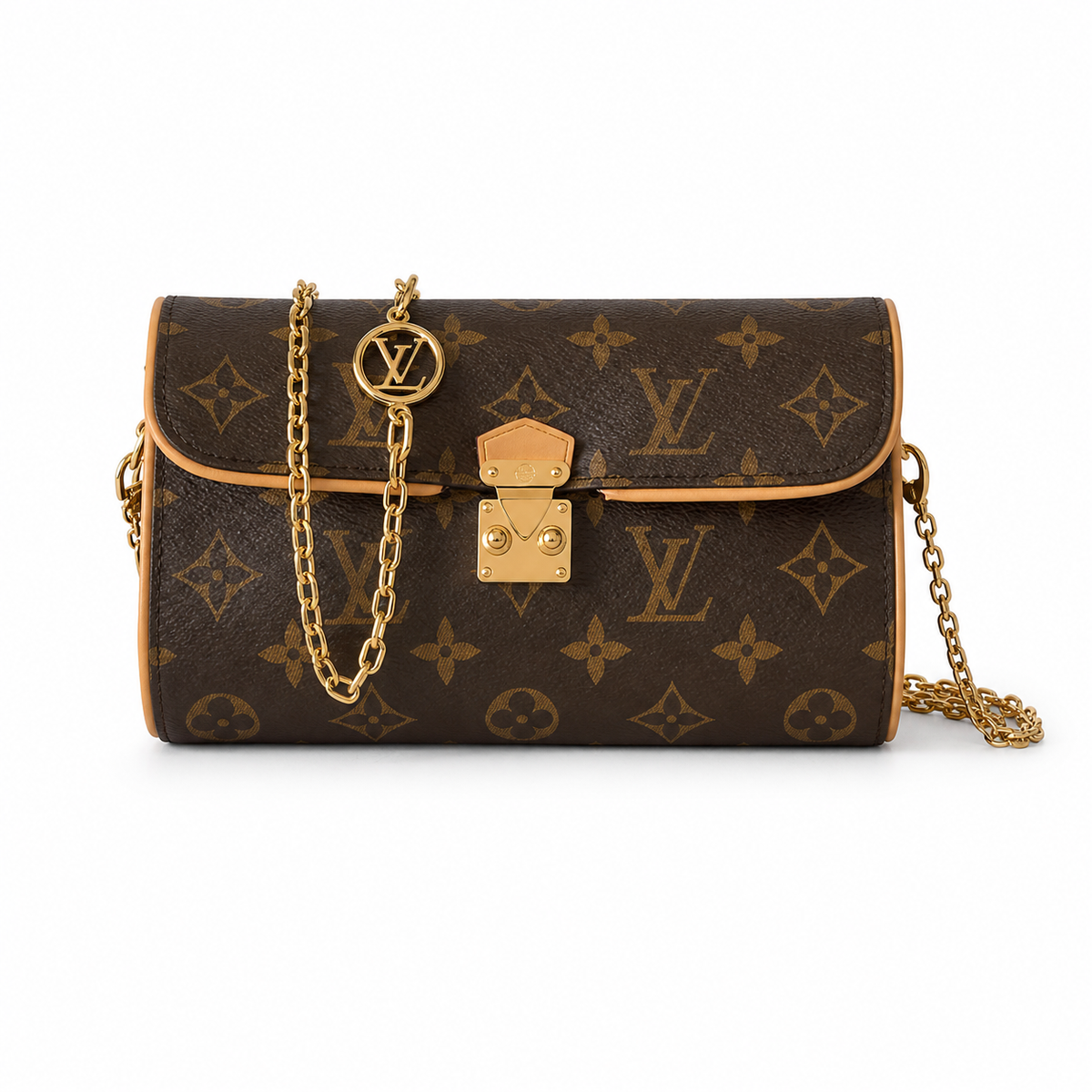 LV Troca MM Monogram Canvas Gold Chain Crossbody Clutch Bag