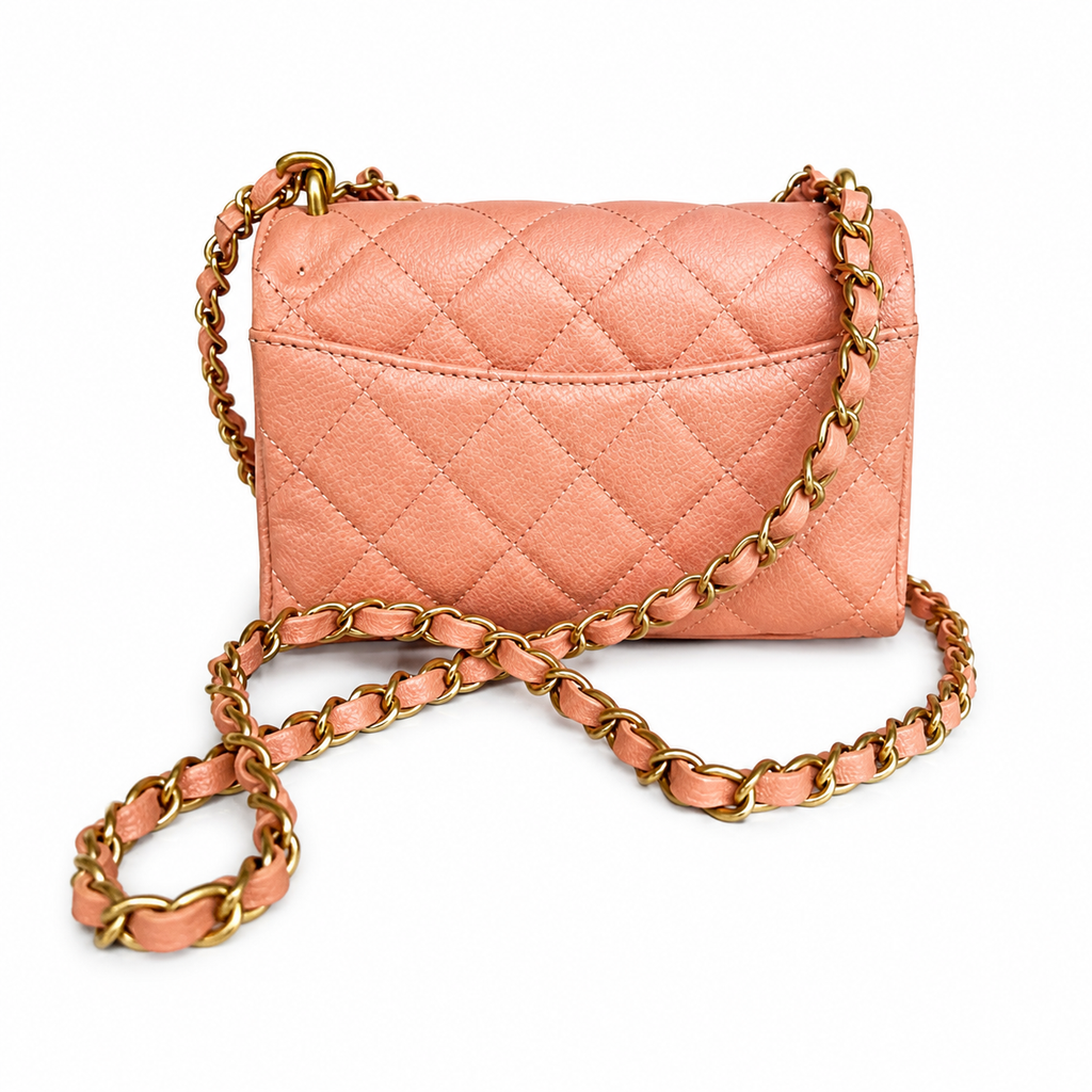 Chanel Quilted Leather Compact Box Chain Crossbody