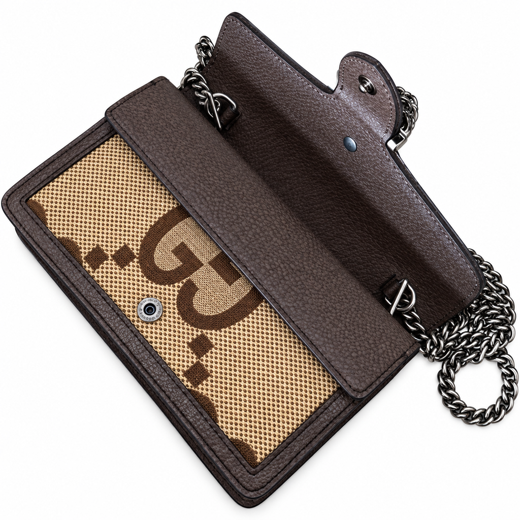 Gucci Dionysus Mini Bag in Jumbo GG Canvas with Dark Brown Leather Trim