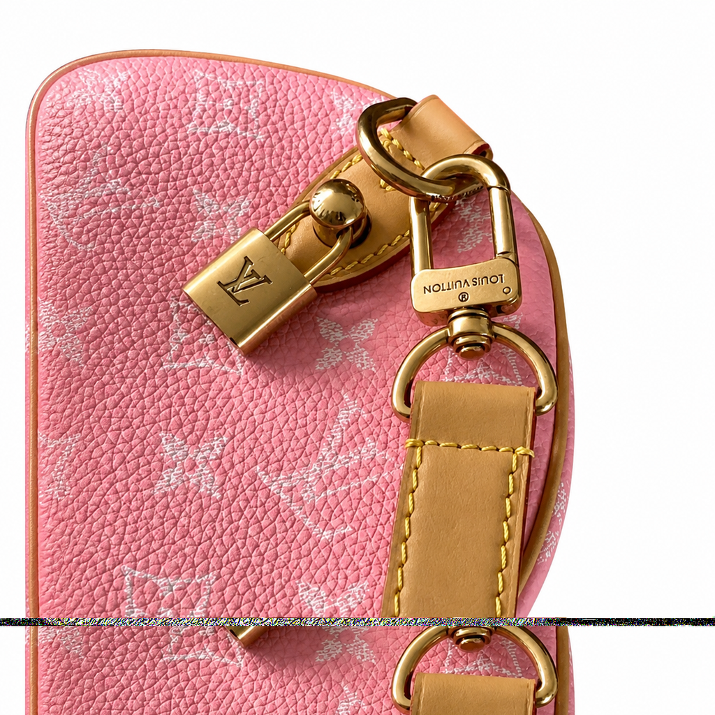 LV Speedy Bandoulière 25 Monogram Jacquard Velvet Rose Pink Top Handle Crossbody Bag