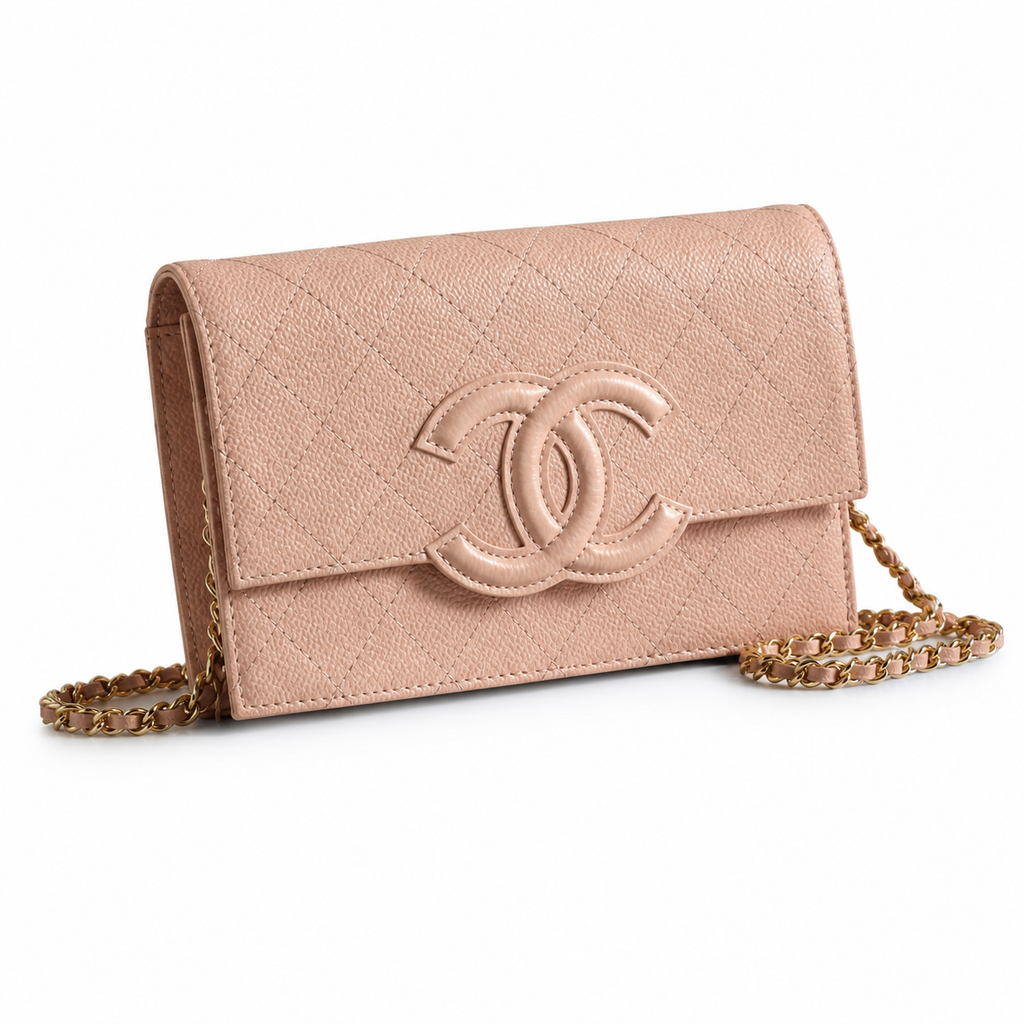 Chanel Timeless CC WOC Caviar Quilted Chain Bag in Pink