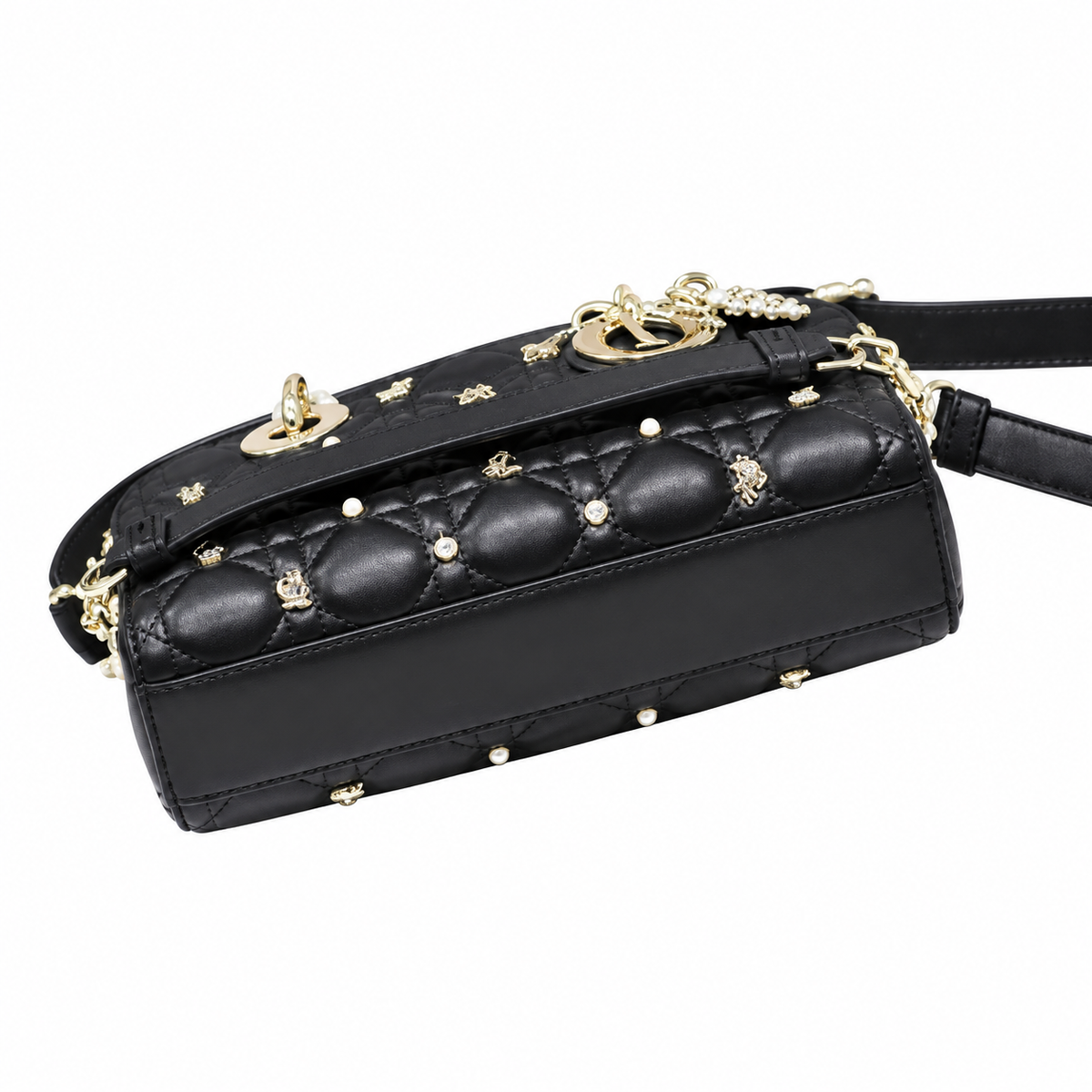 Dior Cannage Quilted Baguette Shoulder Bag 22cm