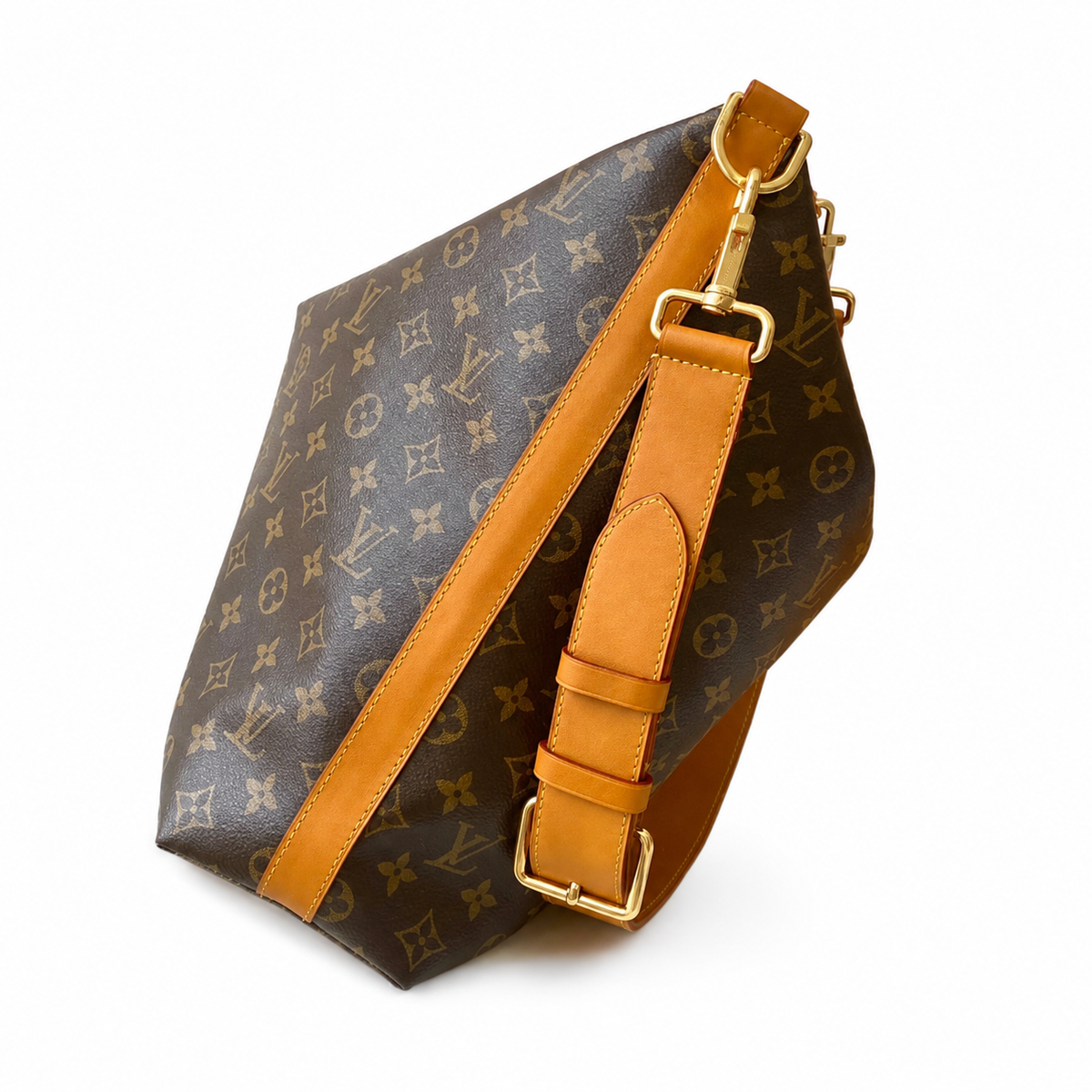 LV Boulogne MM Monogram Canvas Vachetta Leather Shoulder Bag