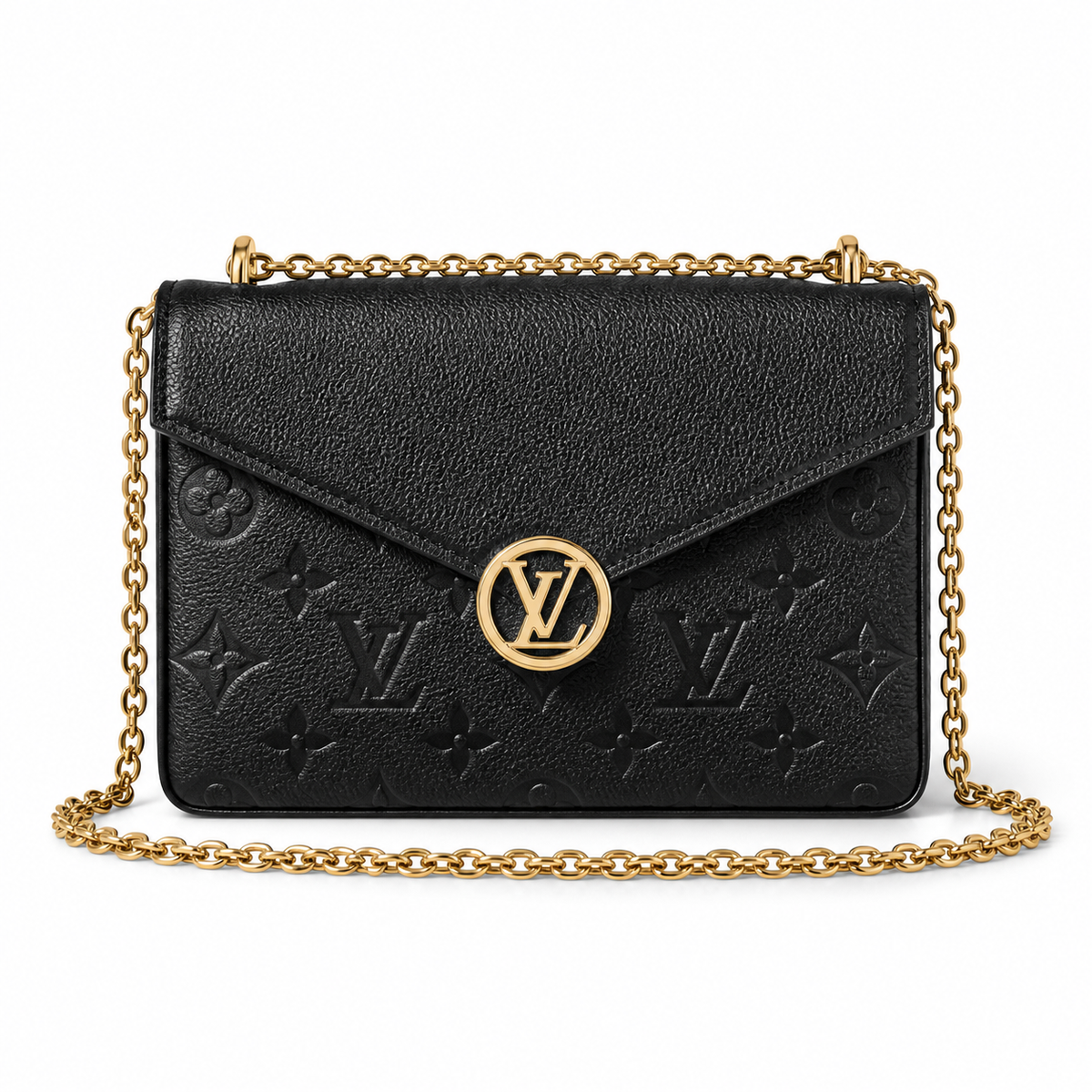LV Kirigami Pochette Monogram Empreinte Leather Black Chain Wallet