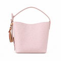 LV Papillon BB Ostrich Leather Rose Dragée Baby Pink LV Heart Charm Crossbody Shoulder Bag
