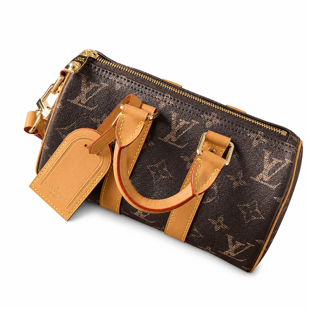 LV Papillon BB Monogram Canvas Barrel Top Handle Crossbody Bag