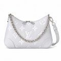 LV Easy Pouch On Strap Giant Monogram Empreinte Leather White Silver Chain Shoulder Bag