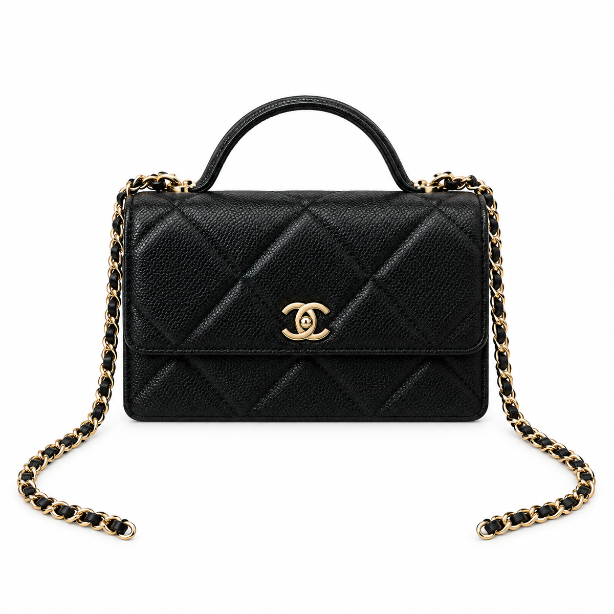 Chanel Trendy CC Quilted Caviar Top Handle WOC Black 19cm