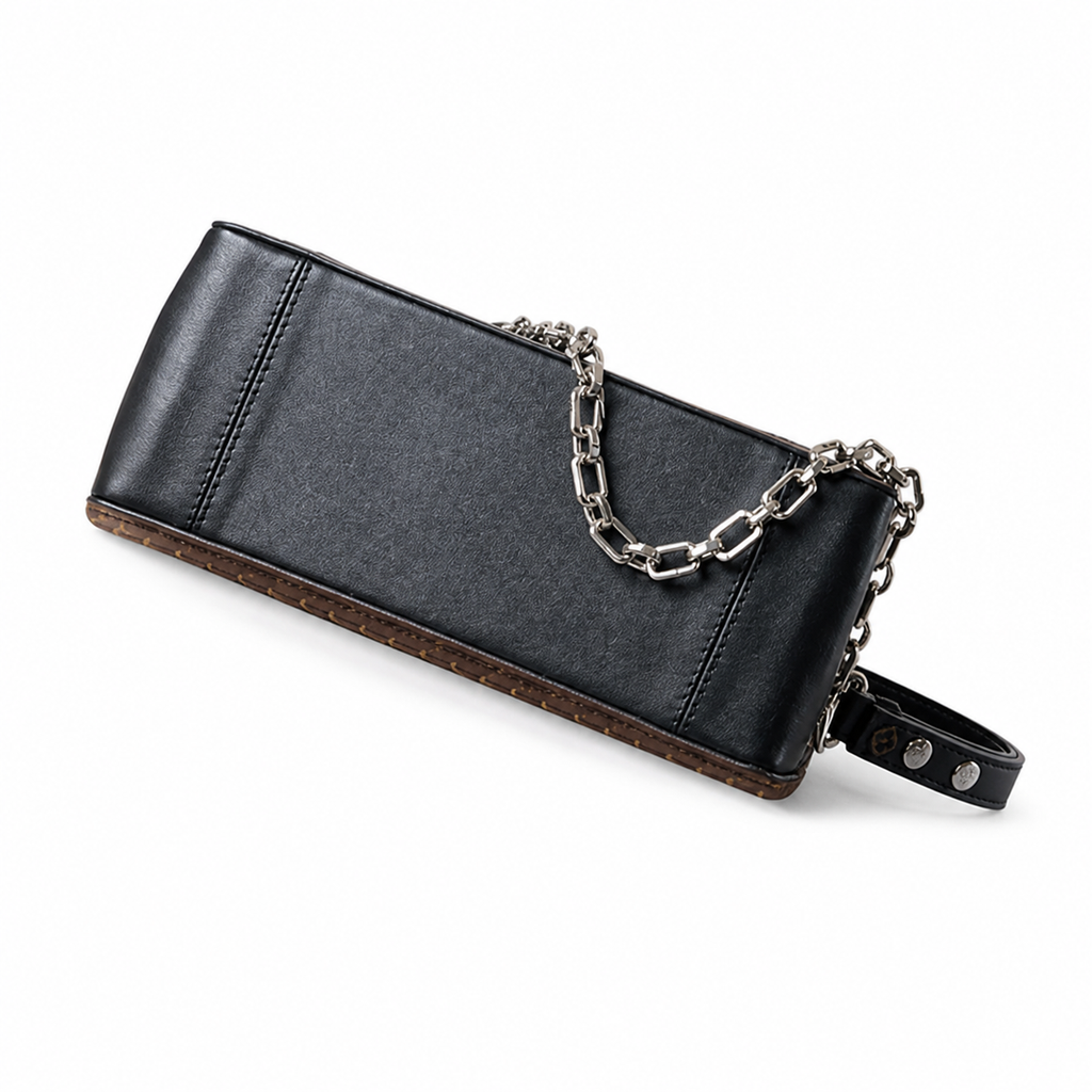 LV Dauphine MM Monogram Canvas Black Leather Crossbody Bag