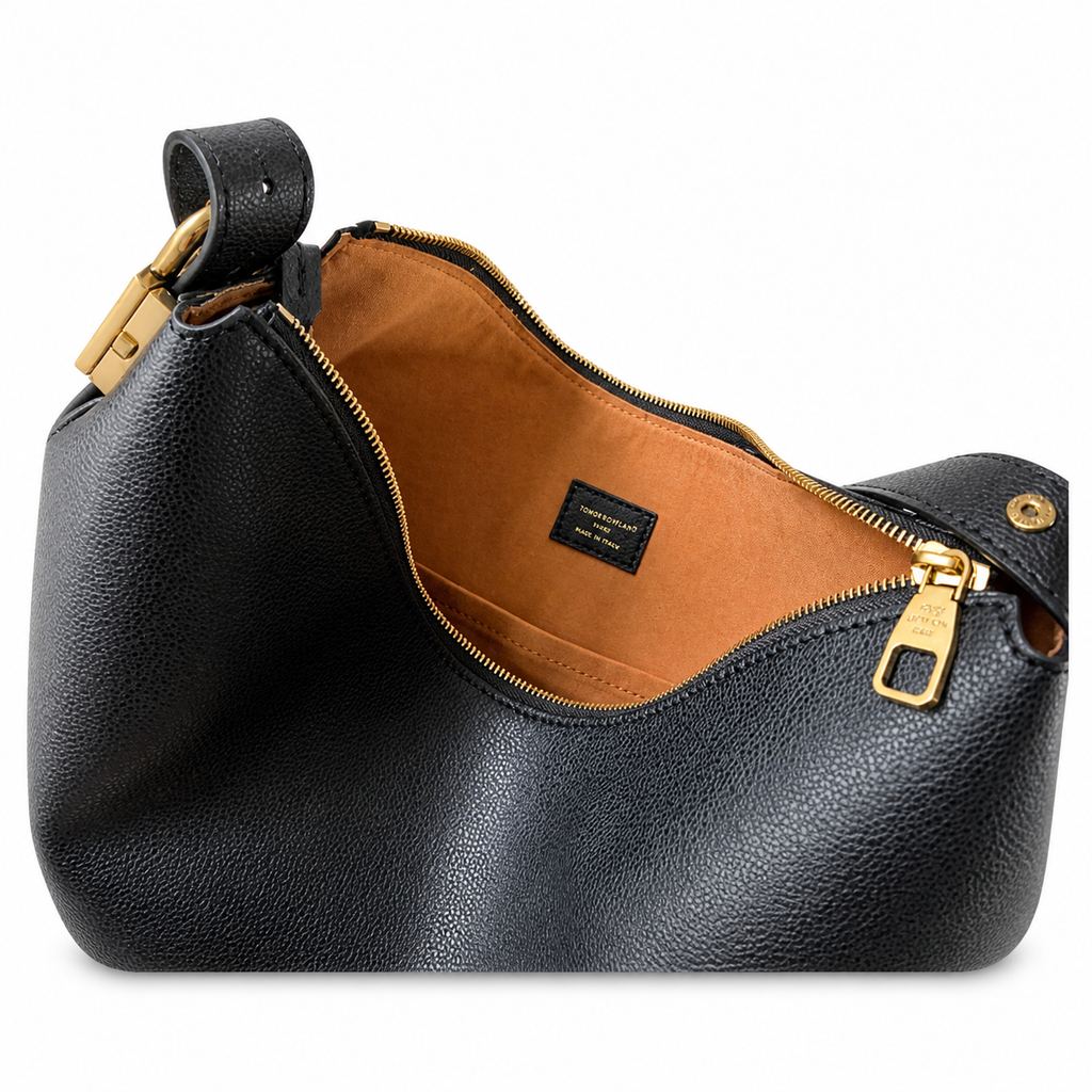 LV Luna MM Mahina Perforated Leather Noir Black Giant Gold LV Padlock Hobo Crossbody Shoulder Bag