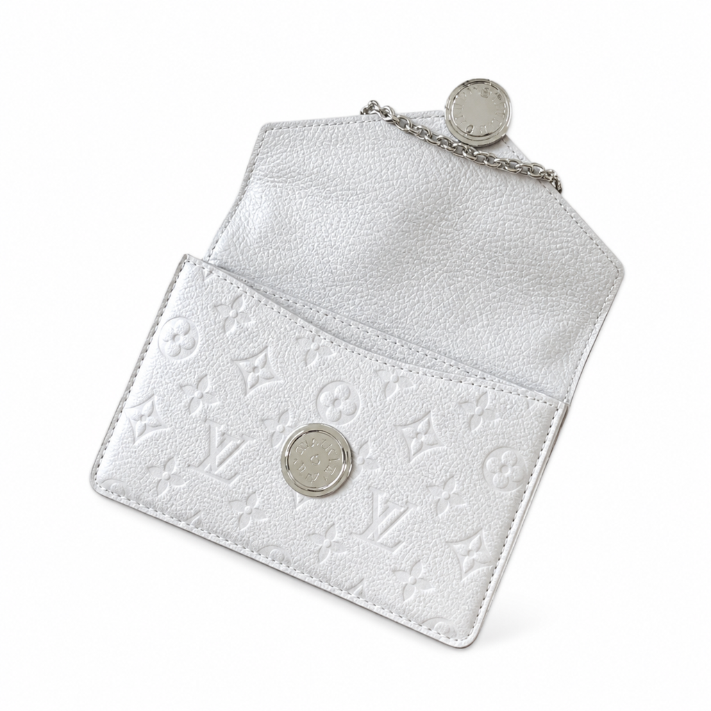 LV Pont 9 Compact Monogram Empreinte Leather White Chain Wallet Bag
