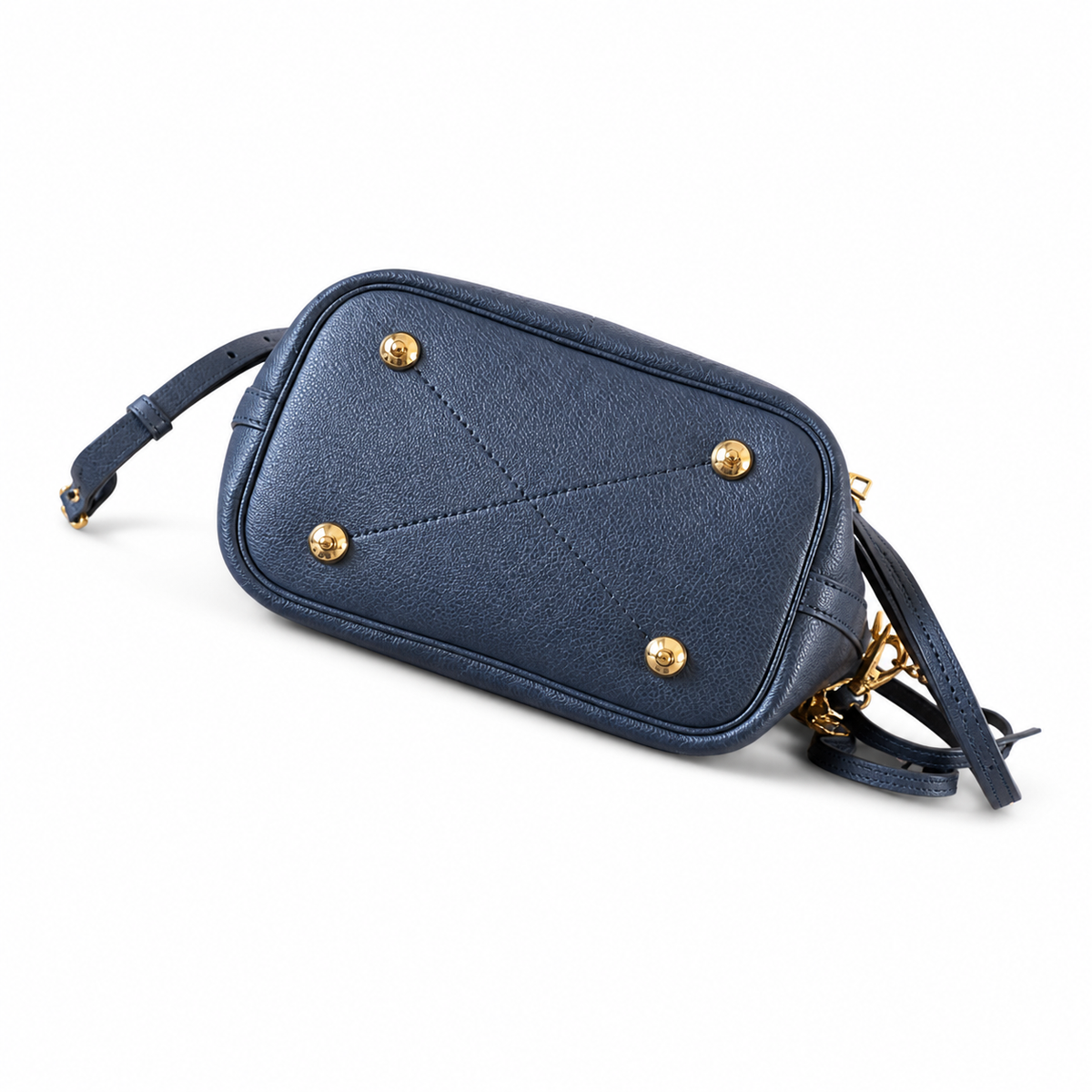 LV Boétie PM Monogram Empreinte Leather Navy Blue Mini Structured Tote with Coin Purse Charm & Card Holder
