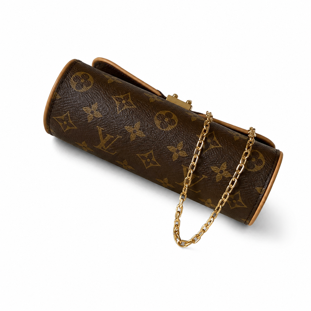 LV Troca MM Monogram Canvas Gold Chain Crossbody Clutch Bag