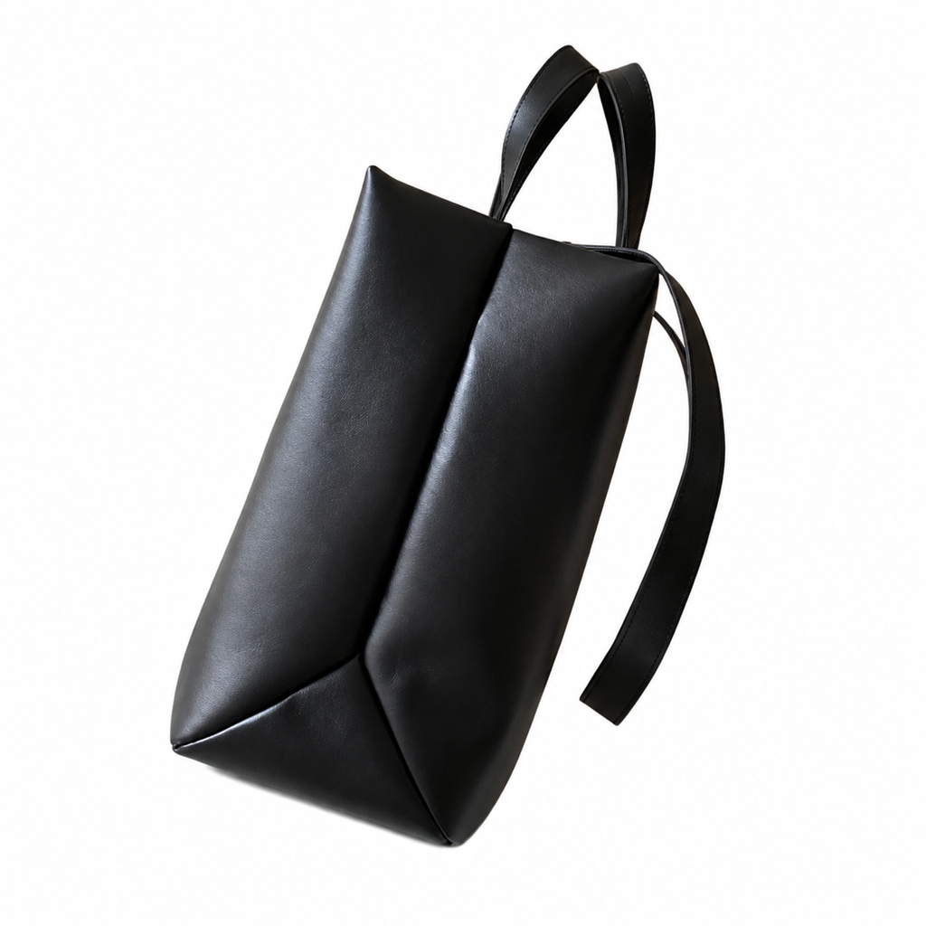 LV Tote MM Black Smooth Calfskin Debossed Logo Open-Top Shoulder Bag