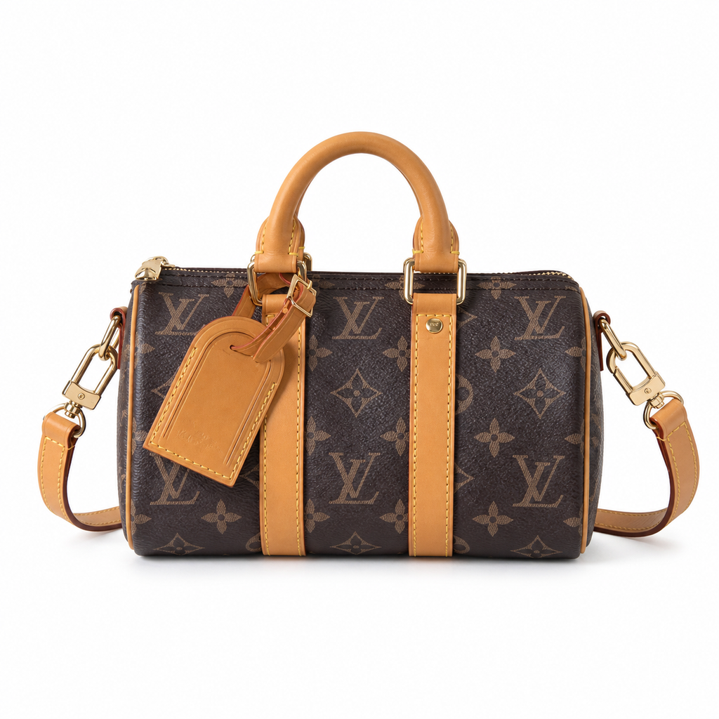 LV Papillon BB Monogram Canvas Barrel Top Handle Crossbody Bag