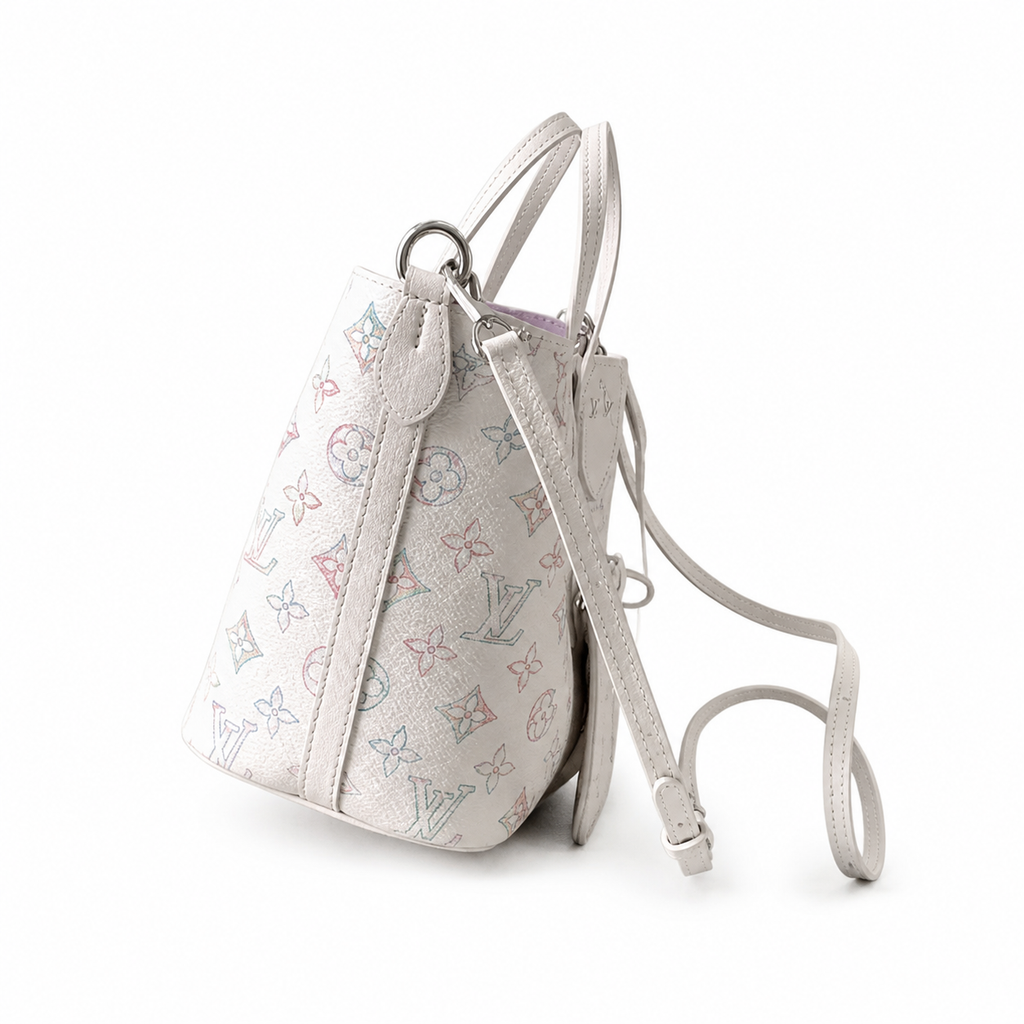 LV Capucines Mini Taurillon Monogram Leather Blanc White Violet Interior Silver Hardware Top Handle Bag