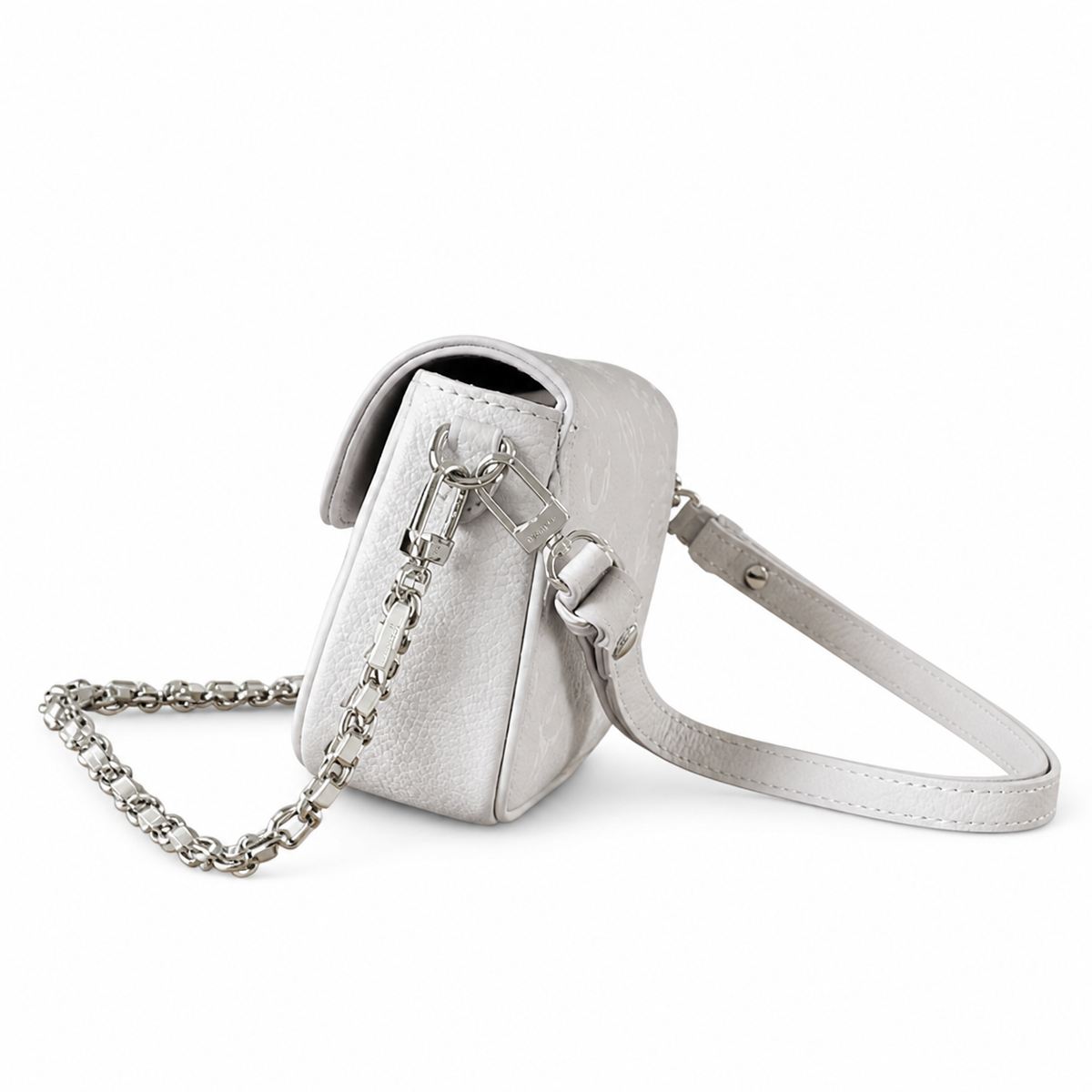 LV Ivy Wallet On Chain Giant Monogram Empreinte Leather White Silver Chain Flap Crossbody Bag