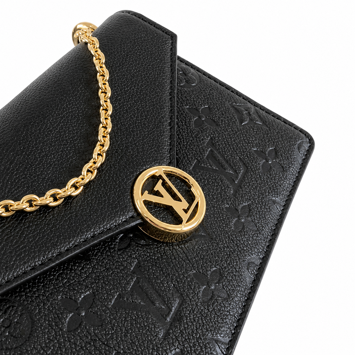 LV Kirigami Pochette Monogram Empreinte Leather Black Chain Wallet