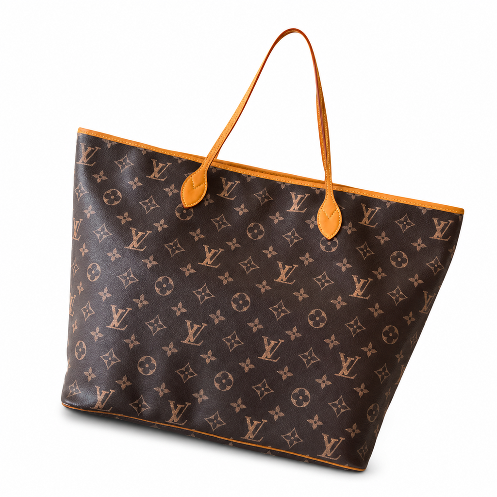 LV Neverfull GM Monogram Canvas Saffron Yellow Interior Large Tote Bag