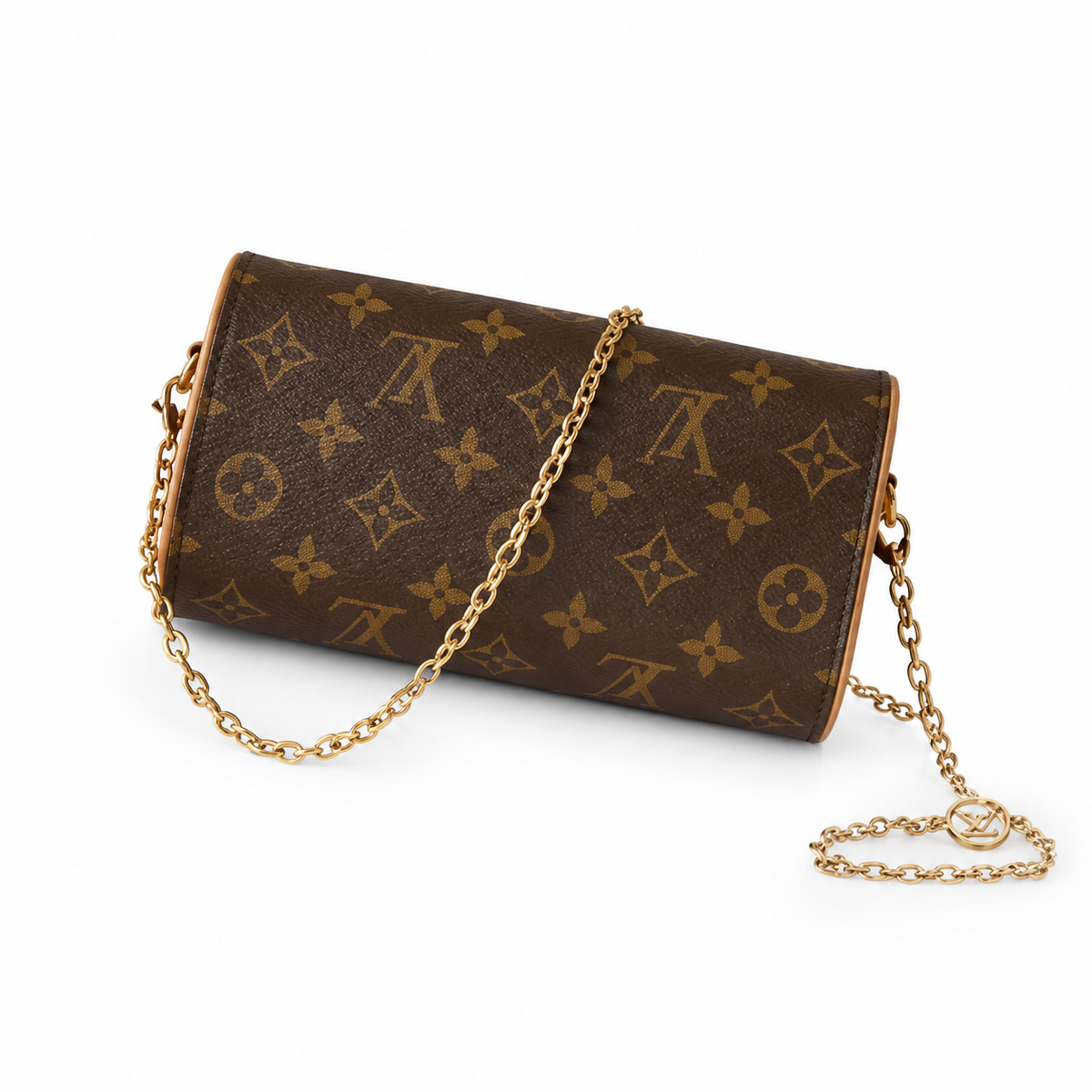 LV Troca MM Monogram Canvas Gold Chain Crossbody Clutch Bag