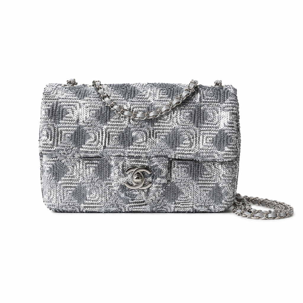 Chanel Silver Leopard-Print Sequin Flap Bag | Light-Dependent Pattern, Secret Interior Labyrinth & Gunmetal Chain